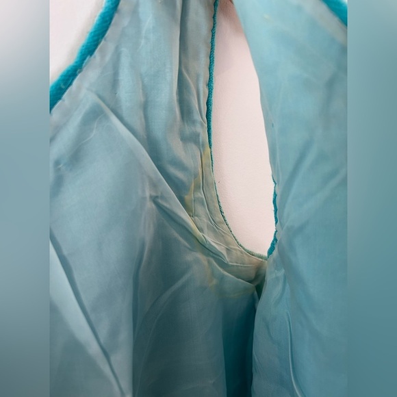 VINTAGE 1960s Sequin Sparkly Embellished Turquoise Top - Picture 11 of 13